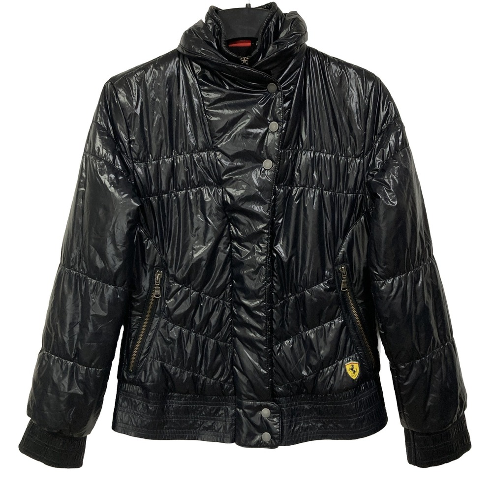 Authentic Ferrari Black Puffer Jacket Puma Sport Lifestyle Ladies Size S Puffer